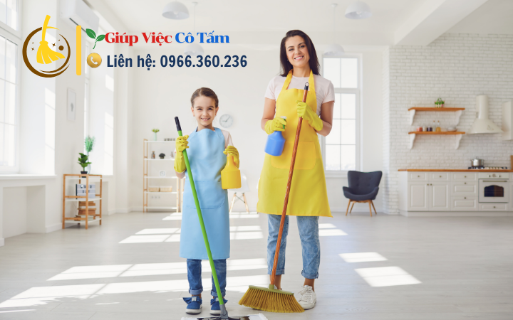 Cùng nhau vệ sinh phòng khách để cả nhà vui vẻ.